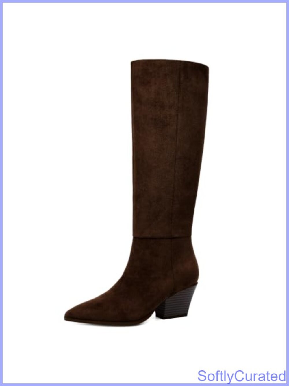 Women's Knee High Boots Chunky Low Heel Round Toe Tall Faux Suede